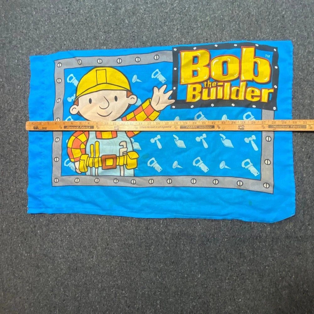 Bob the Builder Pillowcase Standard Kids Blue‎ Vintage 2001 Scoop Pilchard Cat